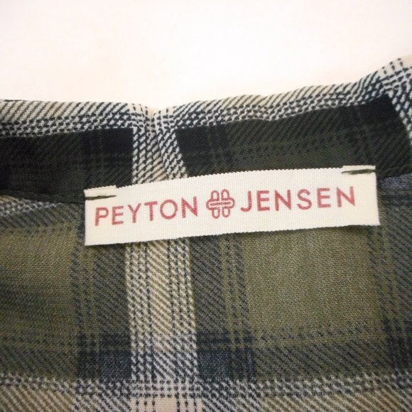 Peyton Jensen Size S Oversized Plaid Tunic Shirt Hi-Low Long Sleeve V-neck - Picture 4 of 6